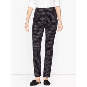 Talbots Pants Womens Size 6 Chatham Ankle Black Polka Dot Slim Leg NWT Chic